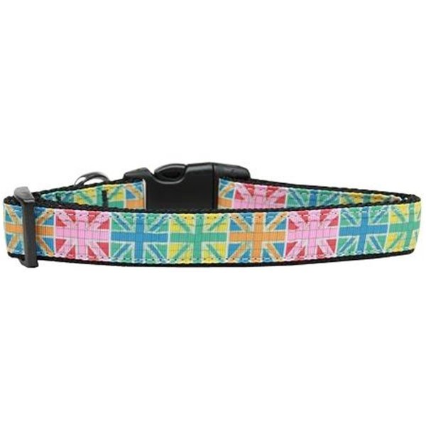 Unconditional Love Multi-Color UK Flag Nylon Dog Collar Large UN764825